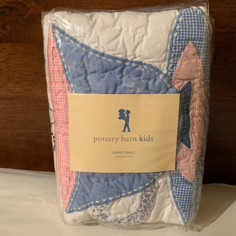 Pottery Barn Kids TeaPot Quilted Standard Sham 26" x 20"